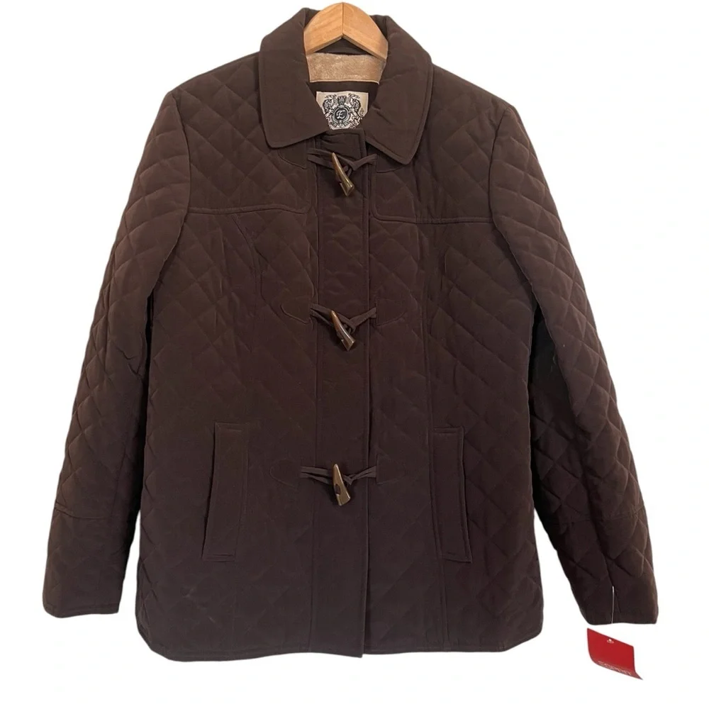 NWT Espirit Women's Brown Quilted Parka Jacket Size XL